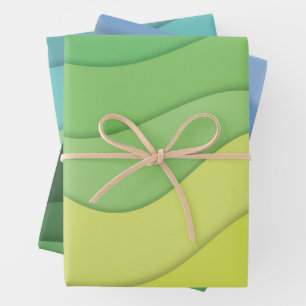 Papercut golven, kleurrijk abstract ontwerp inpakpapier vel