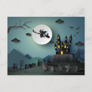 Papercut Halloween House, Witch, Graveyard Scene Briefkaart