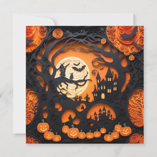 Papercut Halloween Scene Kaart (Achterkant)