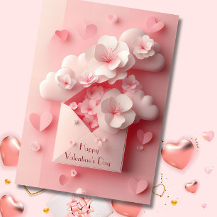 Papercut Hart en Bloemen Valentijns Groet Feestdagen Kaart