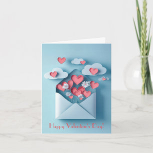 Papercut Hart en Bloemen Valentijns Groet Feestdagen Kaart