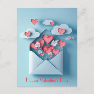 Papercut Hart en Bloemen Valentijnse Groet Briefkaart