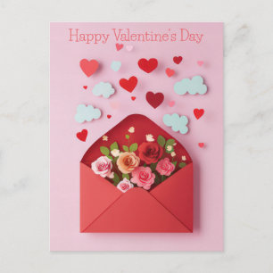 Papercut Hart en Bloemen Valentijnse Groet Briefkaart