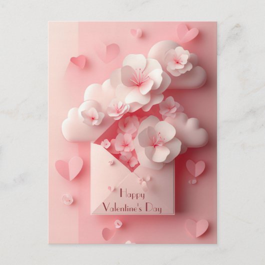 Papercut Hart en Bloemen Valentijnse Groet Briefkaart (Voorkant)