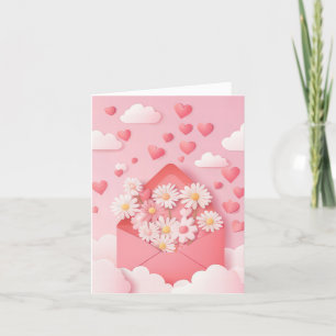 Papercut Hart en Bloemen Valentijnse Groet Feestdagen Kaart