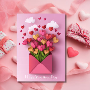 Papercut Hart en Wolken Valentijns Groet Feestdagen Kaart