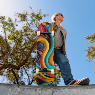 Papercut Kleurrijke Golven Kunstwerk Skateboard