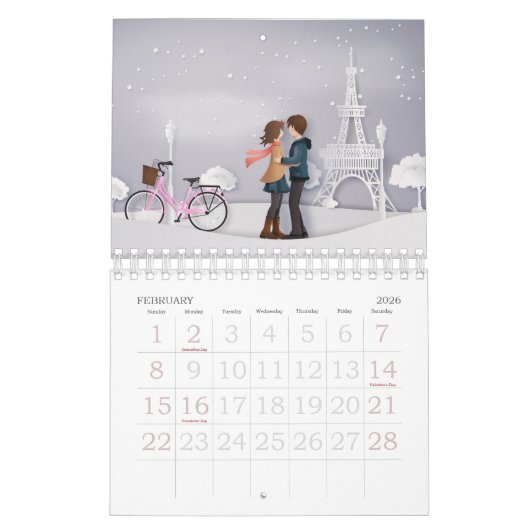Papercut liefde & Romance koppels Kalender (Feb 2026)