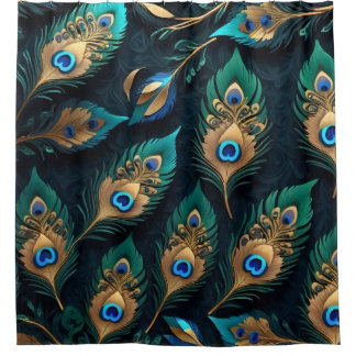 Papercut Peacock Feathers patroon Douchegordijn