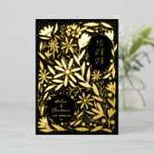 Papercut rustieke bloemen zwart Save the Date Folie Uitnodiging (Staand Voorkant)