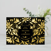 Papercut rustieke bloemen zwart Save the Date goud Folie Uitnodiging (Staand Voorkant)