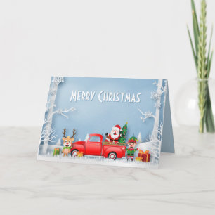 Papercut Santa & Friends Red Truck Feestdagen Kaart
