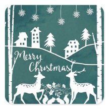 Papercut stijl Merry Christmas Stickers