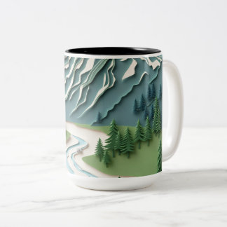 Papercut Style Bergmok Tweekleurige Koffiemok