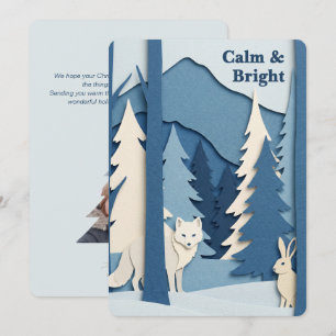 Papercut Vakanties Modern Alpien Bosflat Feestdagenkaart