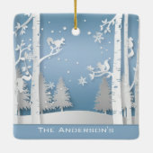 Papercut Winter Forest and Squirrels Keramisch Ornament (Achterkant)
