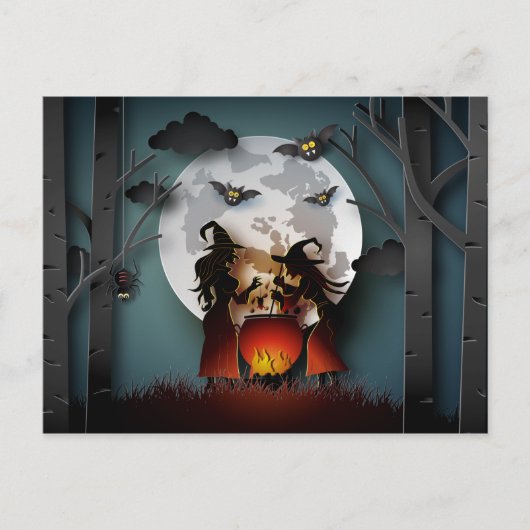 Papercut Witches in het Bos Briefkaart (Voorkant)