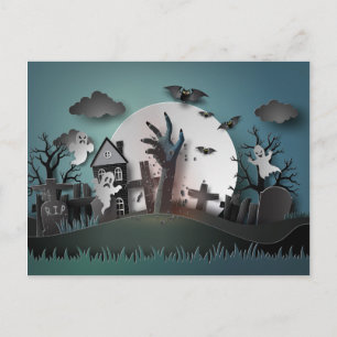 Papercut Zombie Graveyard & Ghosts Briefkaart