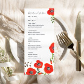 Papes rouges menu moderne à fleurs mariage