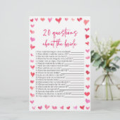 Papeterie 20 Questions About The Bride Bridal Shower Game  (Debout devant)