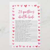 Papeterie 20 Questions About The Bride Bridal Shower Game  (Devant / Derrière)