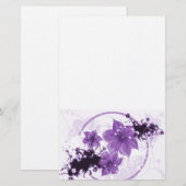 Papeterie 3 Jolies Fleurs - Violet (Devant / Derrière)