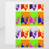 Papeterie 4 couleurs Pop Art Buffalo Bison (Devant / Derrière)