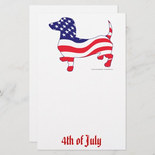 Papeterie 4 juillet Dachshund (Devant / Derrière)