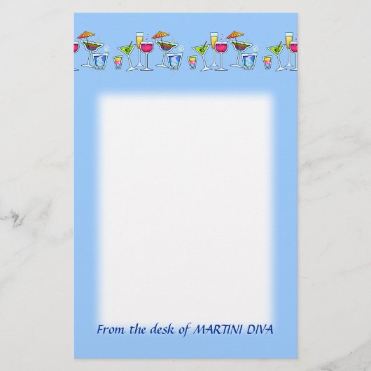 PAPETERIE 6 EN VERRE DE COCKTAIL (Devant)