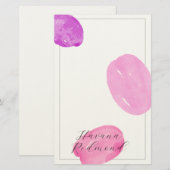 Papeterie à cadre rose formes aquarelle (Devant / Derrière)