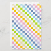 Papeterie à damiers Pastel Rainbow (Devant / Derrière)