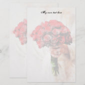 Papeterie à lettres Bouquet de roses rouges (Devant / Derrière)
