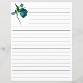 Papeterie à lignes blanches avec fleurs bleues (Dos)