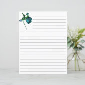 Papeterie à lignes blanches avec fleurs bleues (Debout devant)