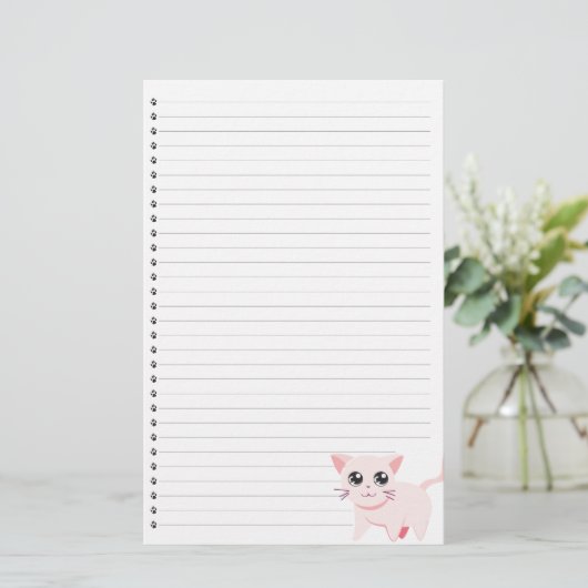 Papeterie à linge de chat rose (Debout devant)