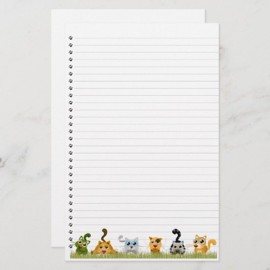 Papeterie à linge de chats mignons (Devant / Derrière)