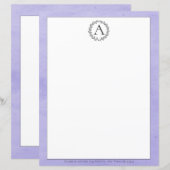 Papeterie à monogramme à couronne violette (Devant / Derrière)