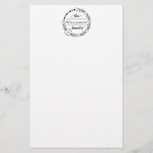Papeterie à monogramme de nom de famille Couronne (Devant)