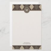 Papeterie à motifs de losanges de monogramme de (Devant / Derrière)