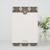 Papeterie à motifs de losanges de monogramme de (Debout devant)