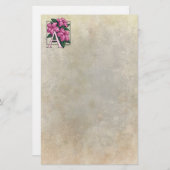 Papeterie A pour le parchemin de monogramme de fleur (Devant / Derrière)