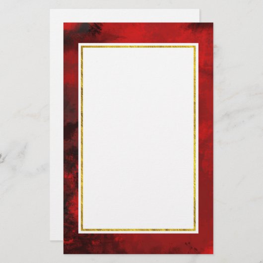 Papeterie Abstrait noir et rouge moderne - Sombre mystérieux (Devant / Derrière)