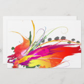 Papeterie Abstrait Oiseau de Paradise Paint Splatters (Devant / Derrière)