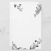 Papeterie Abstraite de vinification de fleurs noir (Devant / Derrière)