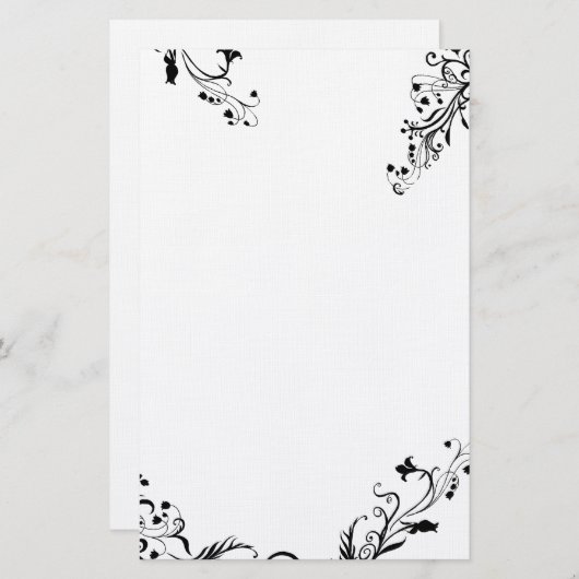 Papeterie Abstraite de vinification de fleurs noir (Devant / Derrière)