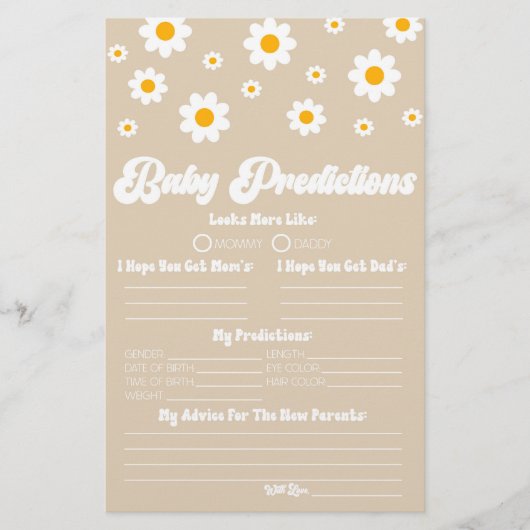 Papeterie Activité de prévision du Baby shower de la marguer (Devant)