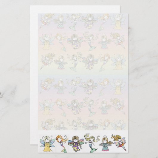 Papeterie Adorable Fairy Sirène Angel stationnaire (Devant / Derrière)