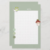 Papeterie Aesthetic Sage green Frog cute korean (Devant / Derrière)