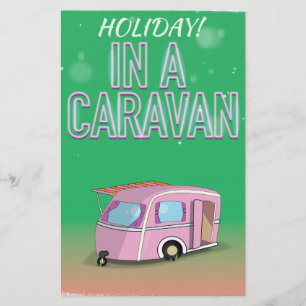Papeterie Affiche de dessin animé de vacances dans une carav