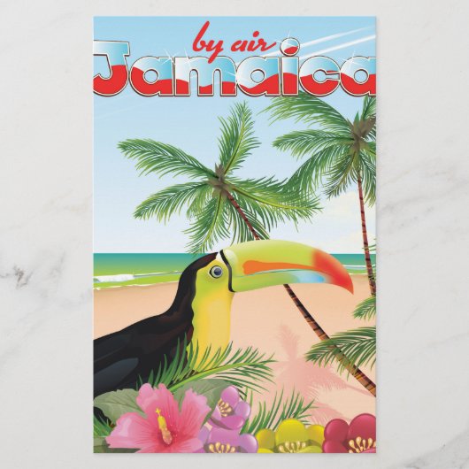 Papeterie Affiche de plage de toucan jamaïcain (Devant)